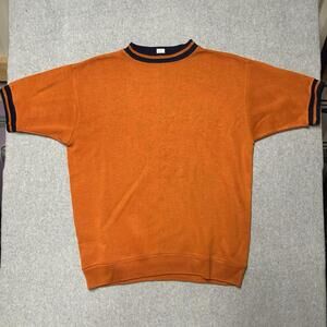 Vintage 80s MOD Creslan Sweatshirt Womens Large Acrylic Orange Blue Shirt